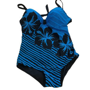JINGQI Blue & Black Sparkle One Piece Swimsuit NWT